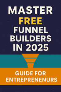 Cover image for blog post on mastering free funnel builders in 2025 for entrepreneurs, featuring bold text and funnel icon